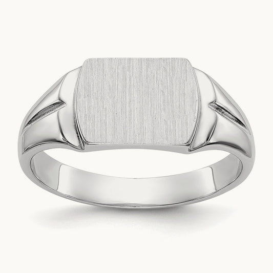 10.5x8. Closed Back Signet Ring, 0mm, 14K White Gold