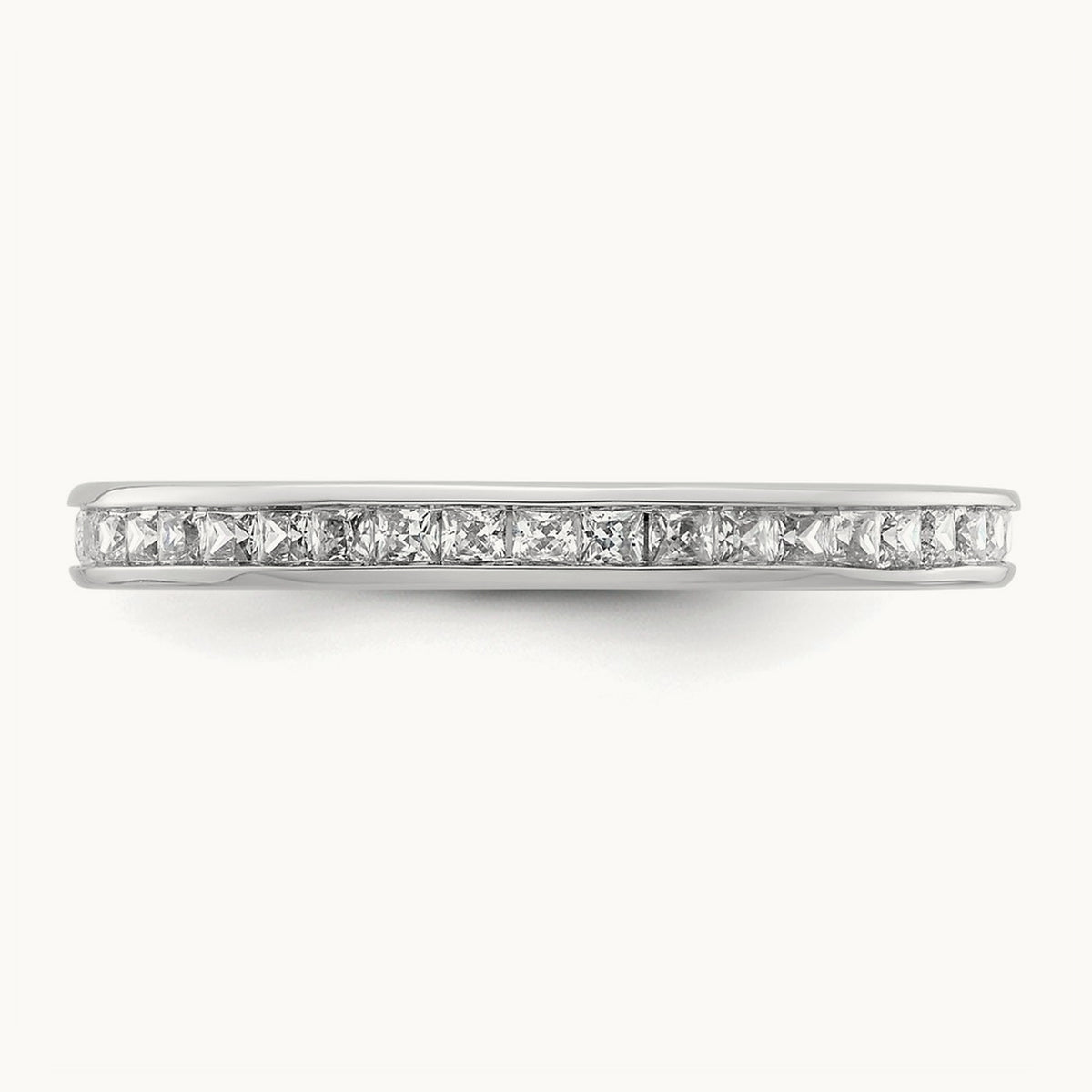 Polished Princess Channel Set Diamond Eternity Band, 1.00 ct tw, 14K Gold — 14K White Gold