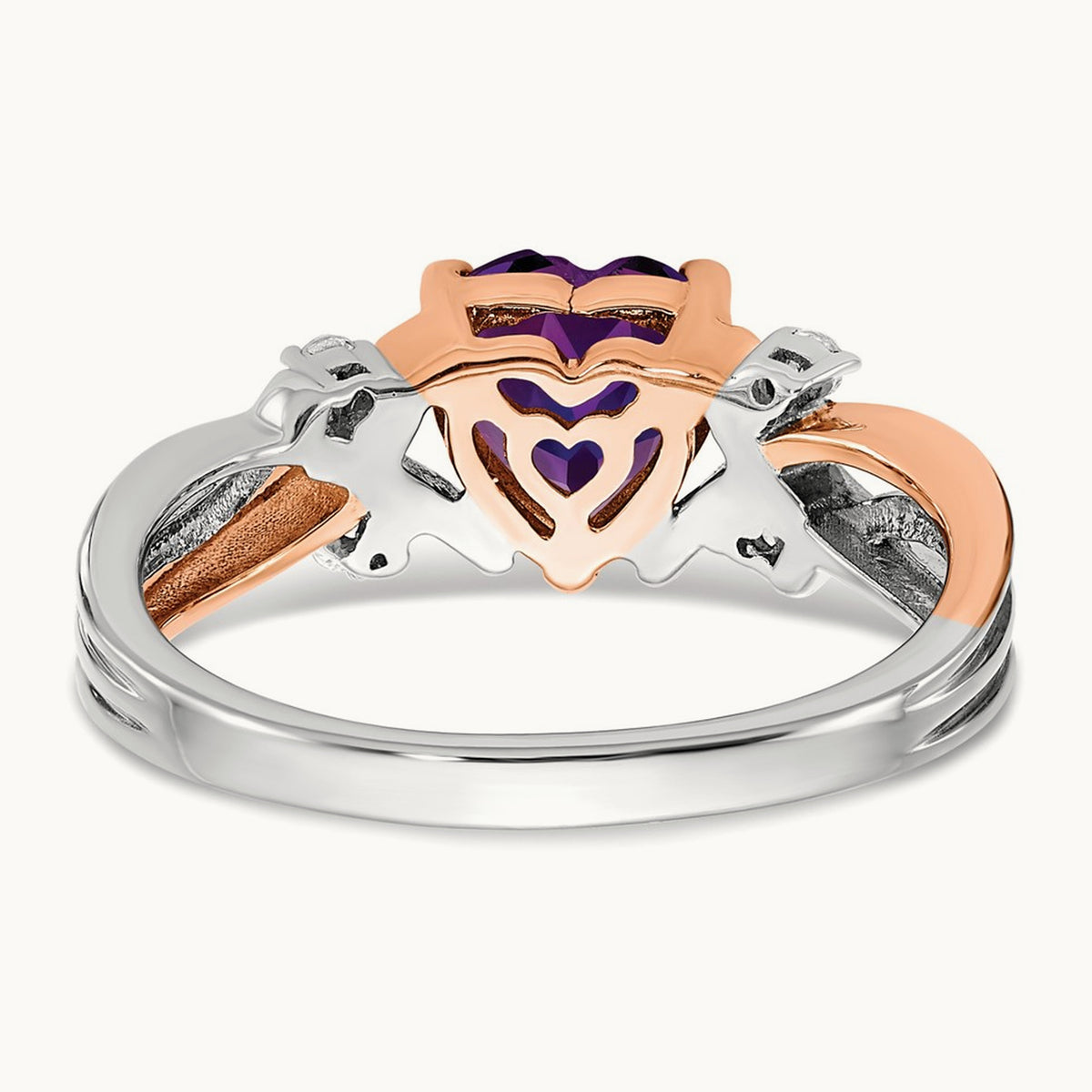 Heart Amethyst and Diamond Ring, 14K Two-tone