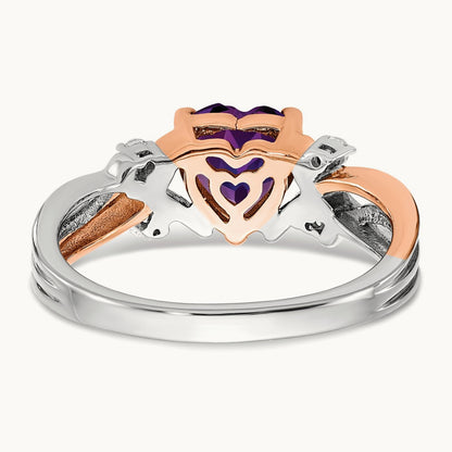 Heart Amethyst and Diamond Ring, 14K Two-tone