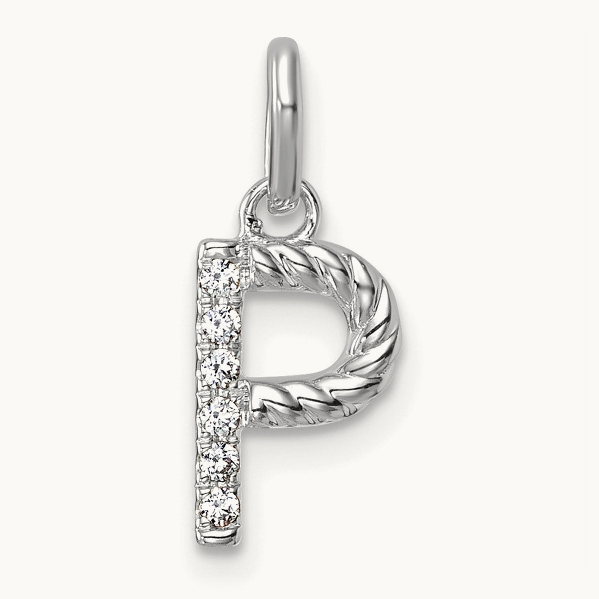Twisted Diamond Charm — 14K White Gold, P