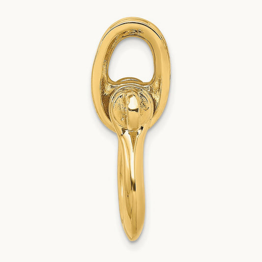 3-D Large Shackle W/ Pulley Bail Charm, 14K
