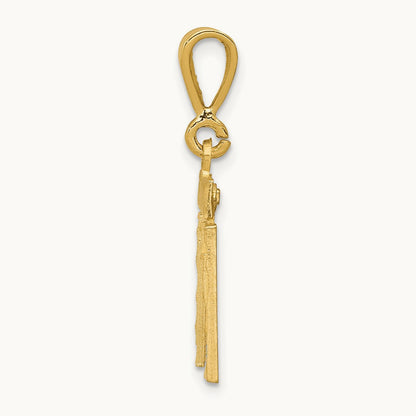 Small Brushed Diamond-cut Number 11 Charm, 14K