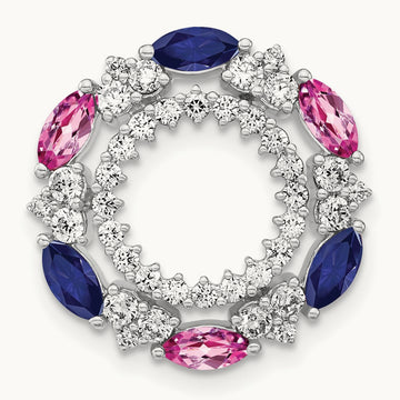 Created Pink/Blue Sapphire Chain Slide, 0.50 ct tw Lab-Grown Diamond
