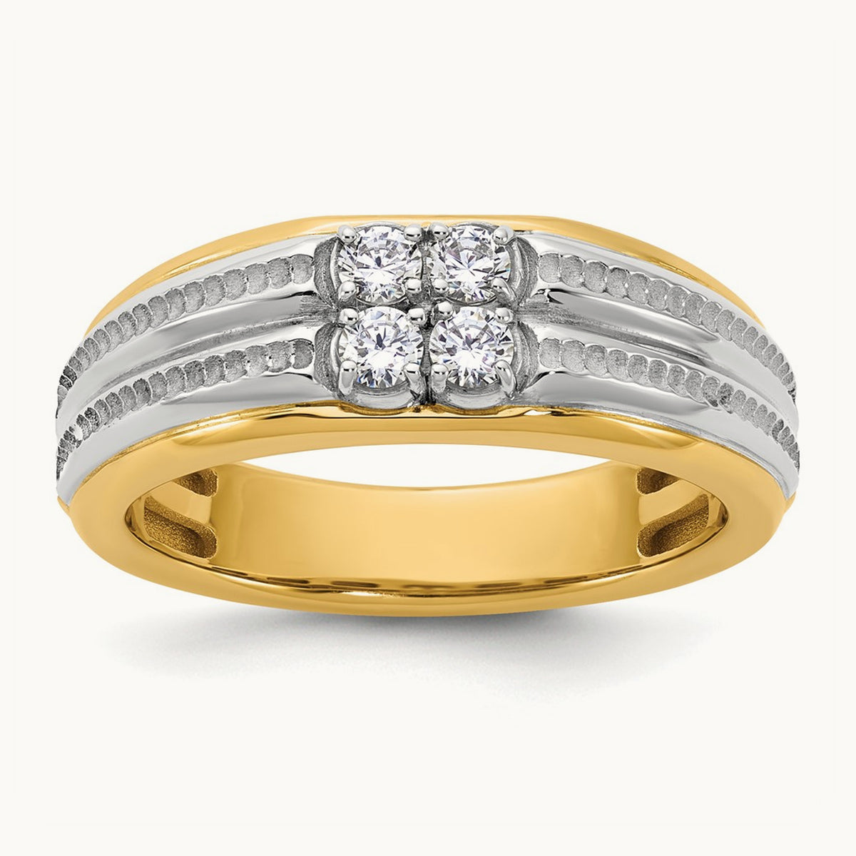 14ktt IB Goodman Mens Polished Complete 4-Stone 1/3ct Diamond Ring