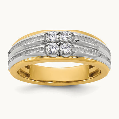 14ktt IB Goodman Mens Polished Complete 4-Stone 1/3ct Diamond Ring