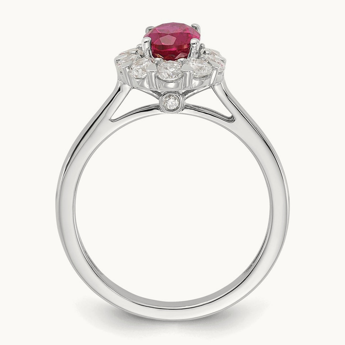 Created Ruby Halo Ring, 0.50 ct tw Lab-Grown Diamond — photo set