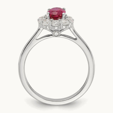 Created Ruby Halo Ring, 0.50 ct tw Lab-Grown Diamond — photo set