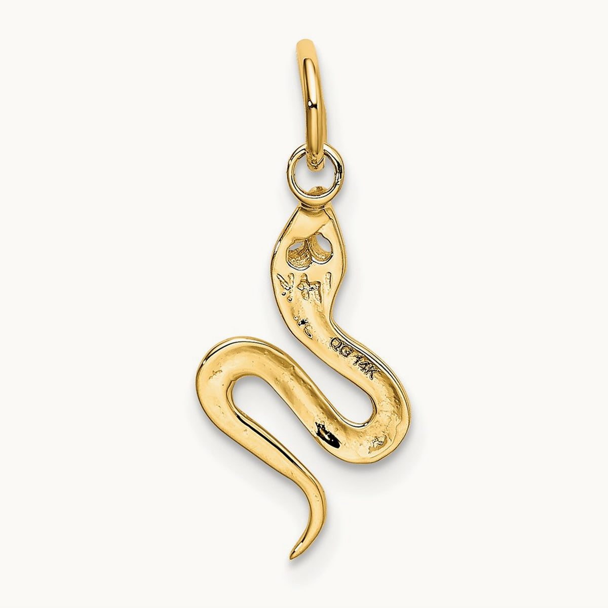 Solid Polished Snake Charm — 14K Yellow Gold