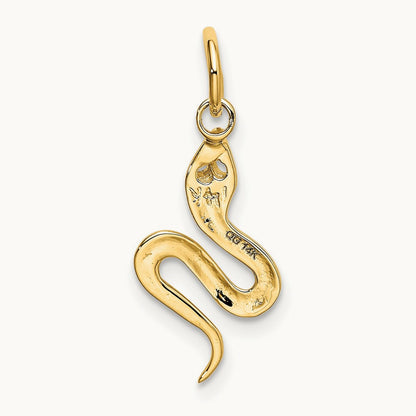 Solid Polished Snake Charm — 14K Yellow Gold