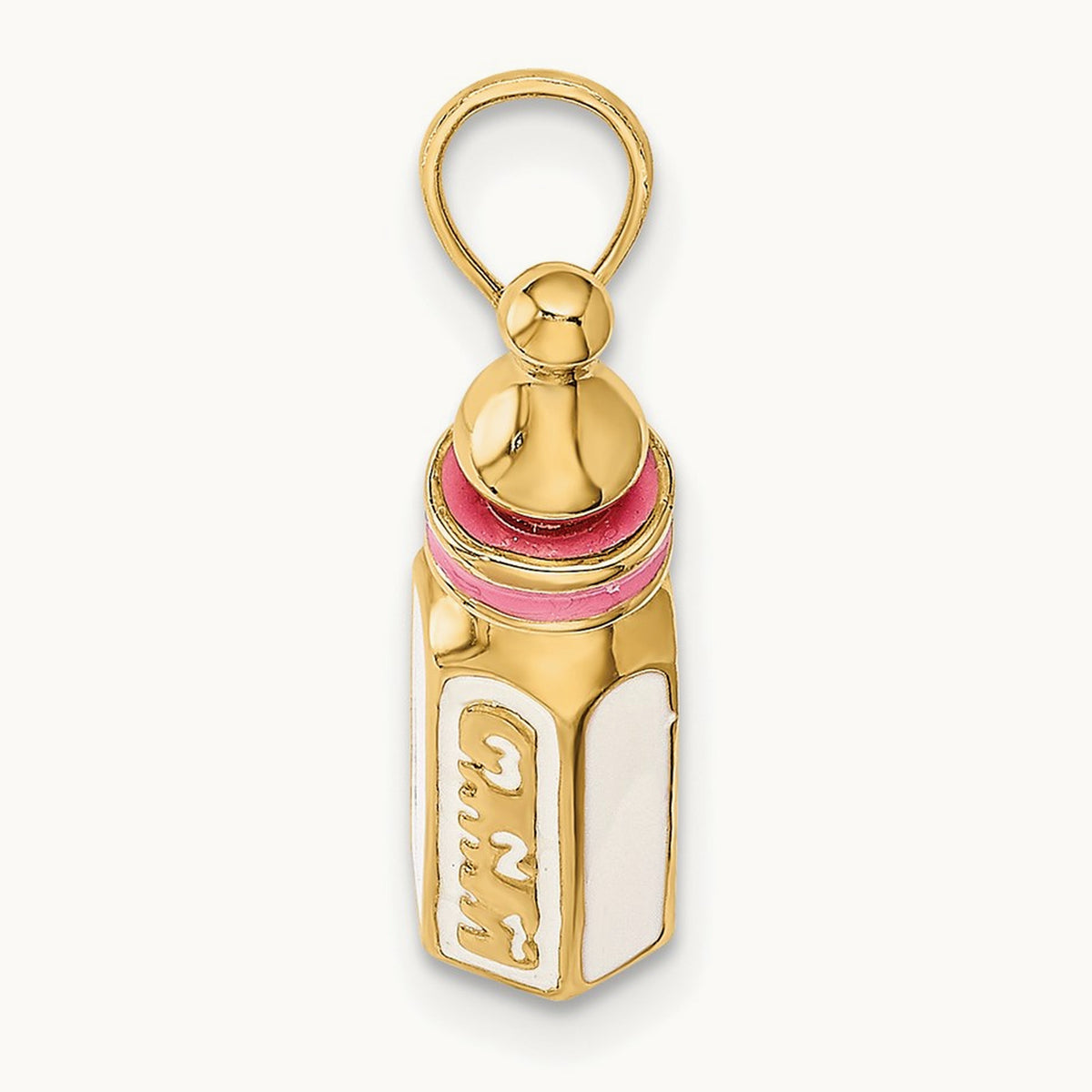 3-D w/ Enamel Baby Bottle Charm, 14K