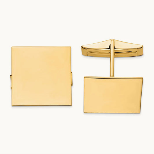 Men's Square Cuff Links, 14K