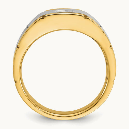 IBGoodman Men's Polished and Satin Diamond Complete Ring, 14K Two-tone