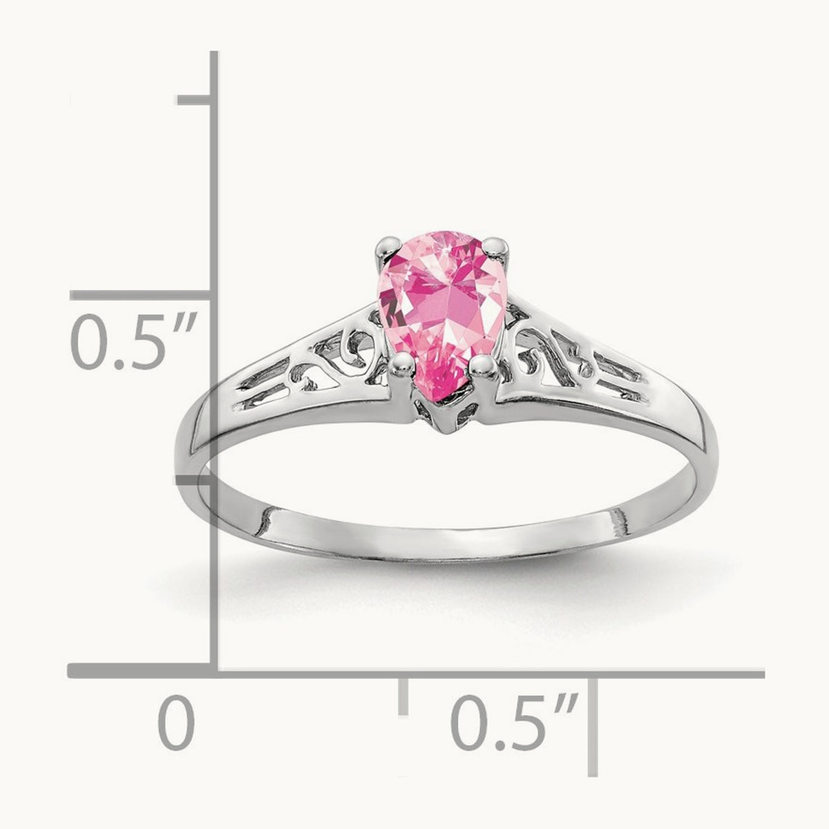6x4mm Pear Pink Tourmaline ring, 14K White Gold