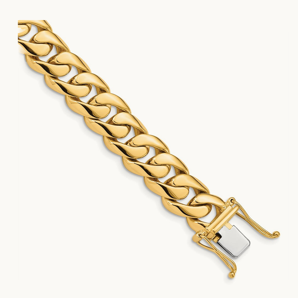 Hand-polished Rounded Curb Link Bracelet — 14K Yellow Gold, 10.8mm