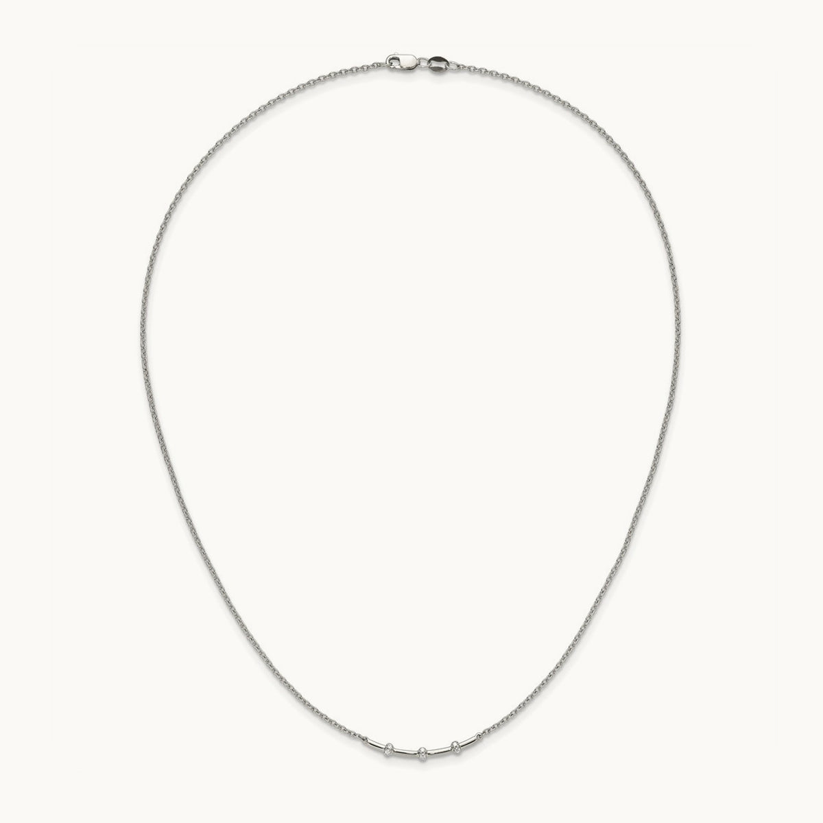 Polished Diamond Bar Necklace, 14K White Gold