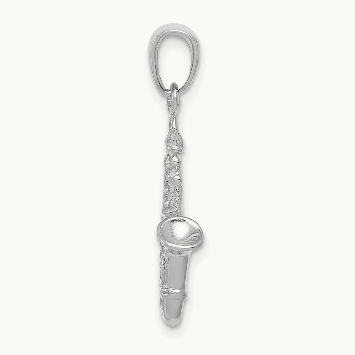 3-D Saxophone Pendant — 14K White Gold