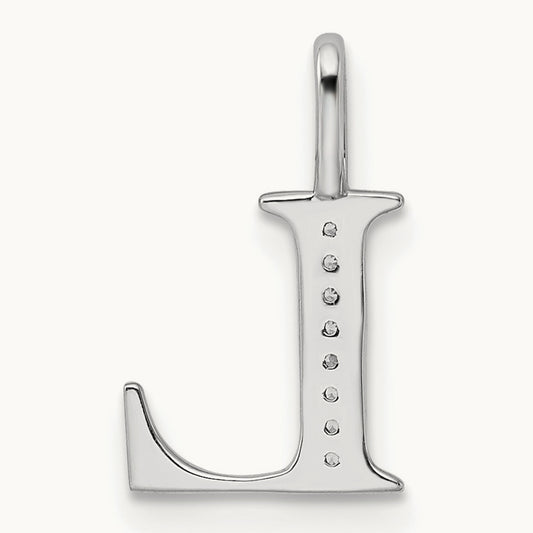 Diamond Letter L Initial Pendant, 14K White Gold