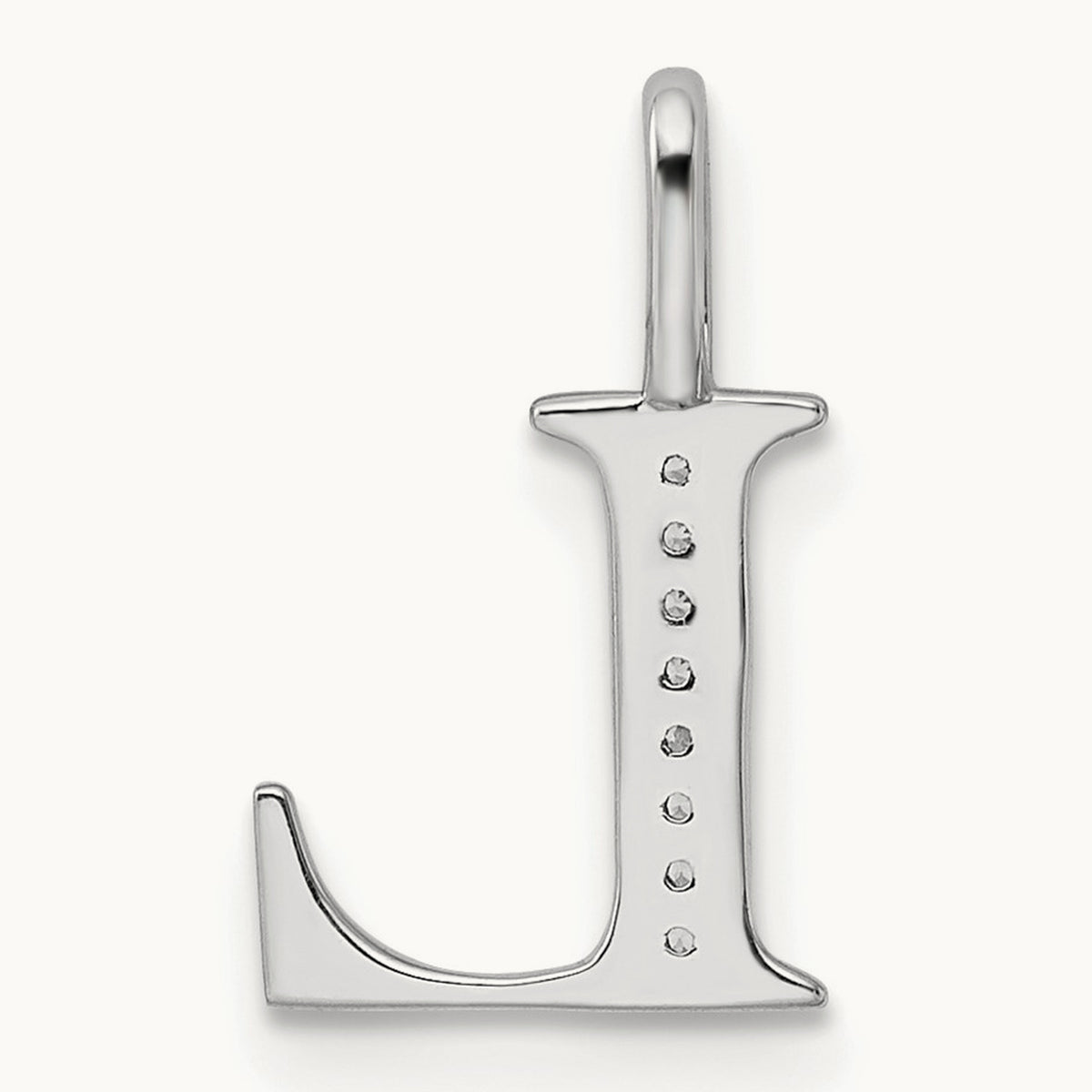 Diamond Letter L Initial Pendant, 14K White Gold
