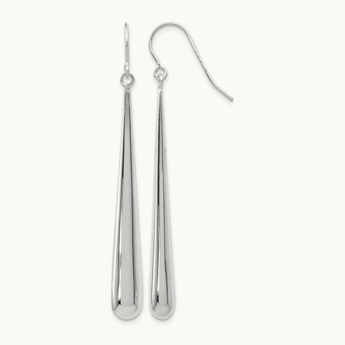 Polished Shepherd Hook Earrings — 14K White Gold
