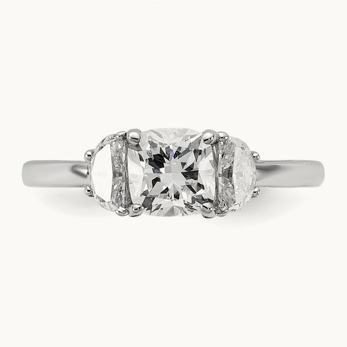 Half Moon & Cushion Semi-Mount Engagement Ring, 0.25-1.00 ct tw Lab-Grown Diamond — 3/8 ct, 14K White Gold