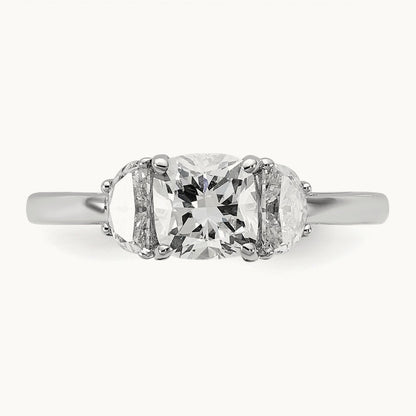 Half Moon & Cushion Semi-Mount Engagement Ring, 0.25-1.00 ct tw Lab-Grown Diamond — 3/8 ct, 14K White Gold