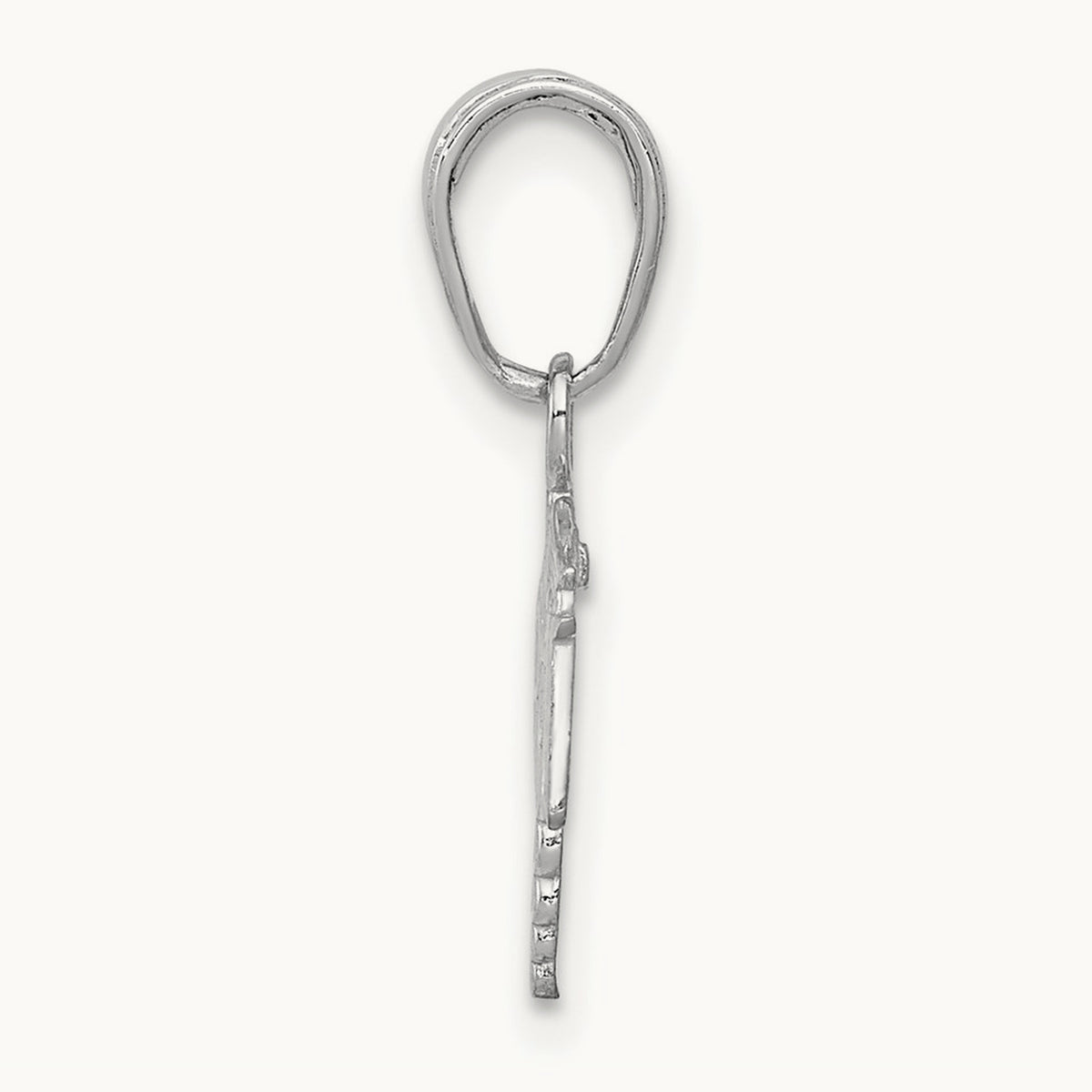 Textured RN Caduceus Charm, 14K White Gold