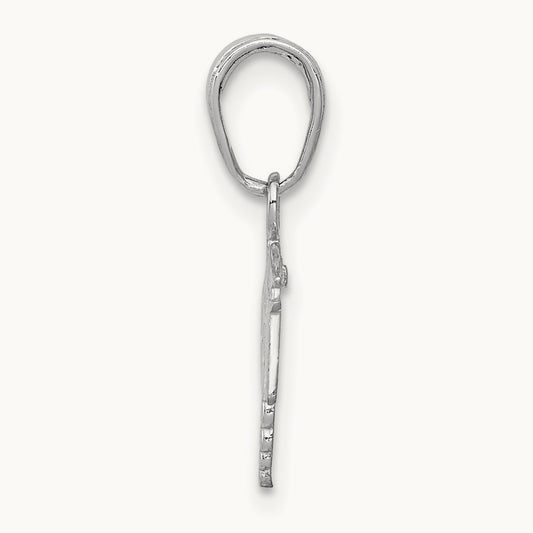 Textured RN Caduceus Charm, 14K White Gold
