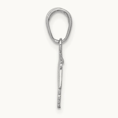 Textured RN Caduceus Charm, 14K White Gold