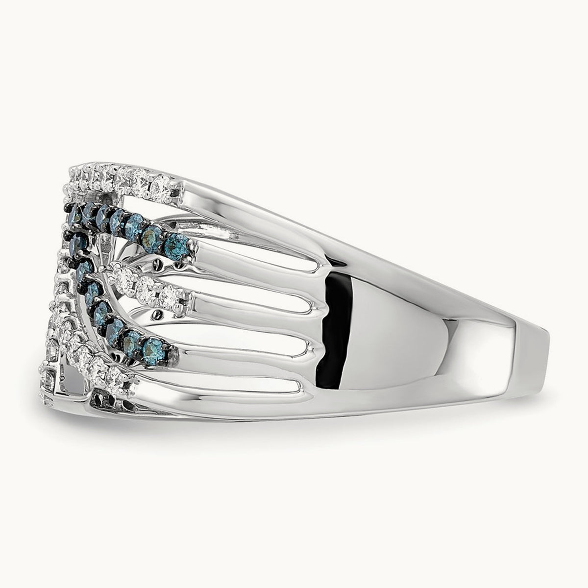 Blue/White Fancy Diamond Ring, 14K White Gold