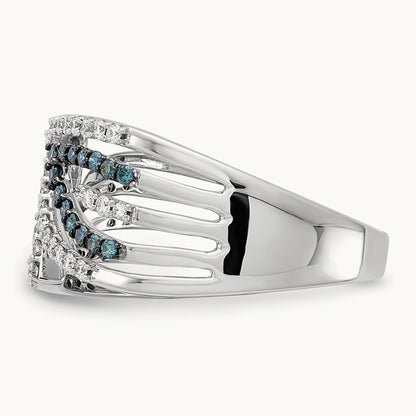 Blue/White Fancy Diamond Ring, 14K White Gold