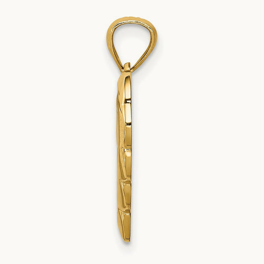 Angel in Heart Pendant, 14K Yellow Gold