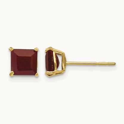 Madi K Ruby Square Post Earrings, 5mm, 14K