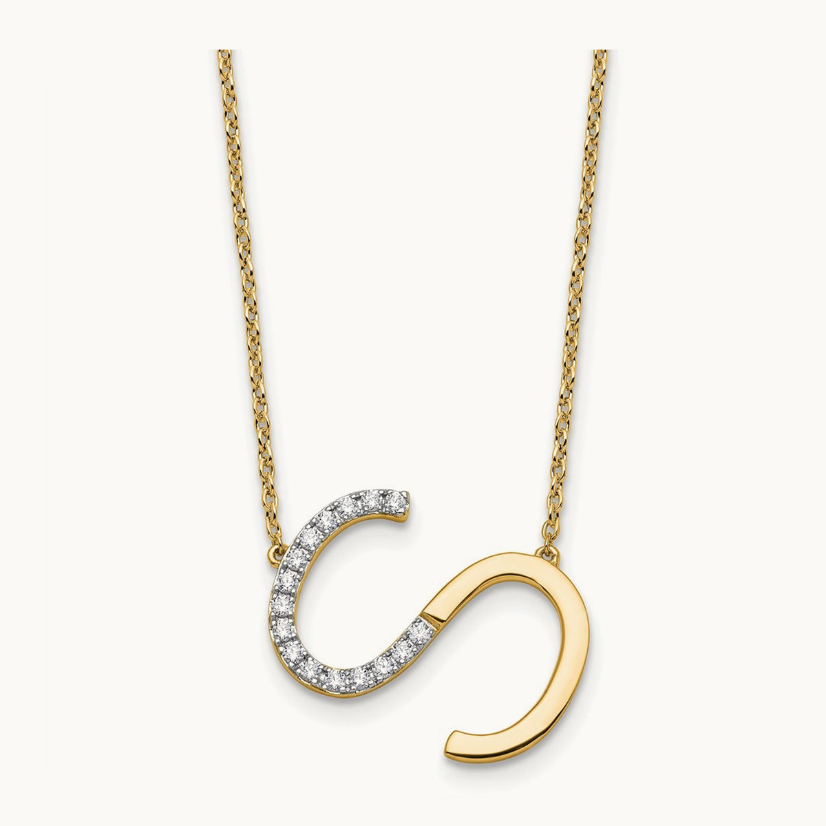 Sideways Diamond Necklace — 14K Yellow Gold, S