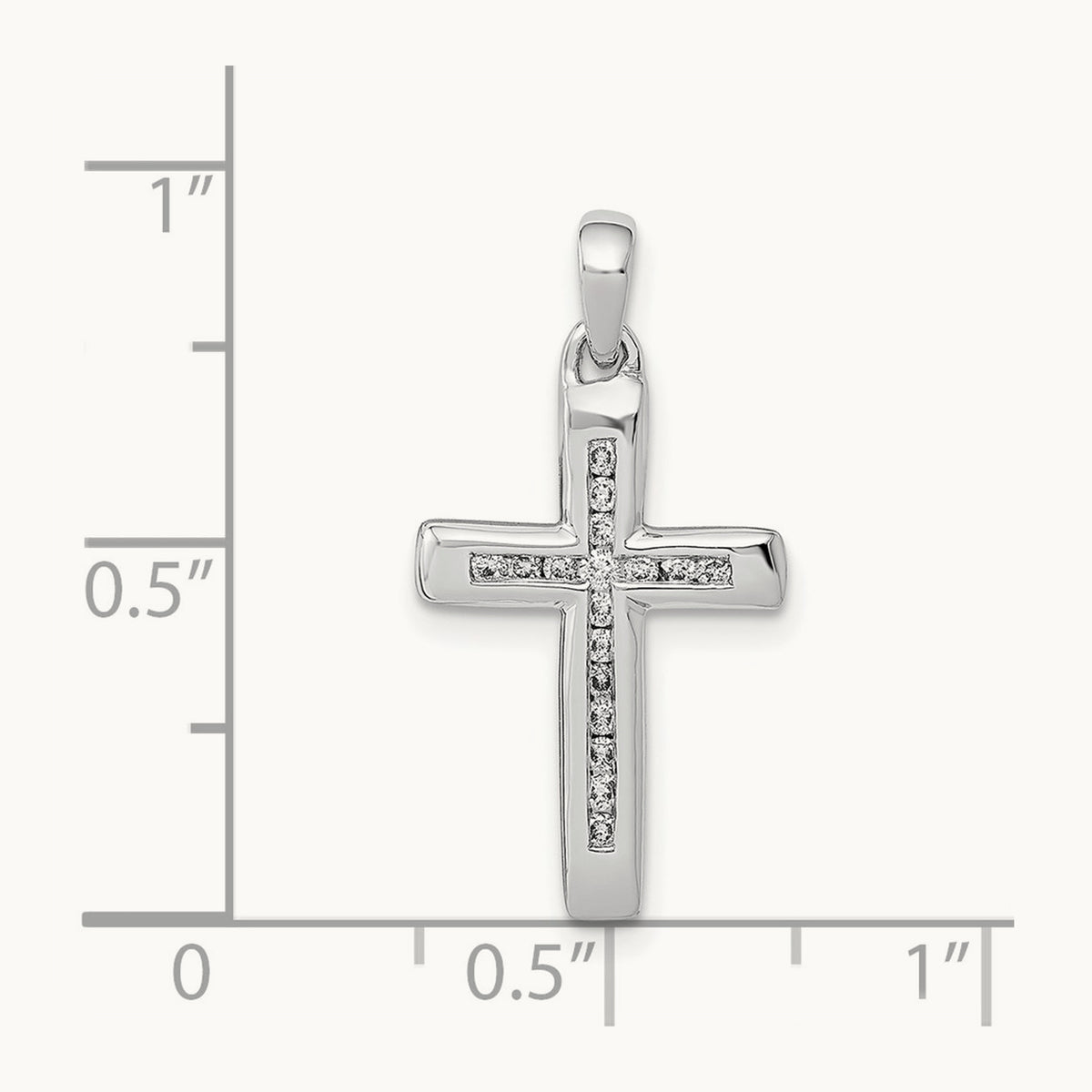 Small 1/10ct. Diamond Cross Pendant, 14K White Gold