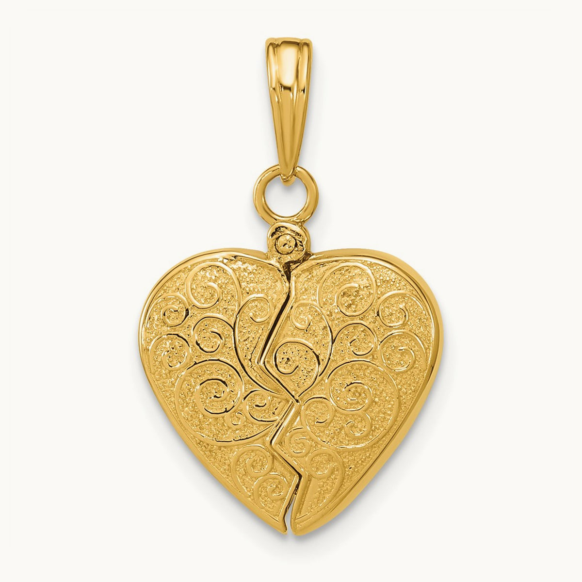 3-D Reversible Heart Opens Charm, 14K