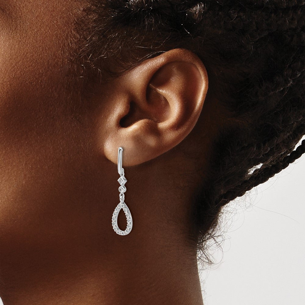 Diamond Teardrop Earrings — 14K White Gold, 35mm