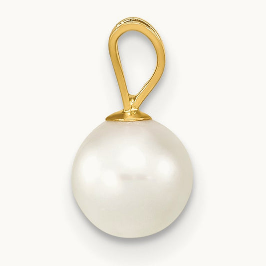 6- White Saltwater Akoya Cultured Pearl Pendant, 7mm, 14K Gold