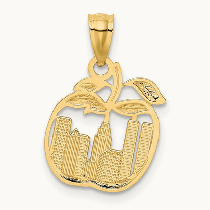 Cut-out New York Skyline in Apple Pendant, 14K with White Rhodium