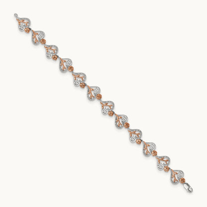 Diamond Quinceanera Heart Bracelet, 14K White with Rose Gold