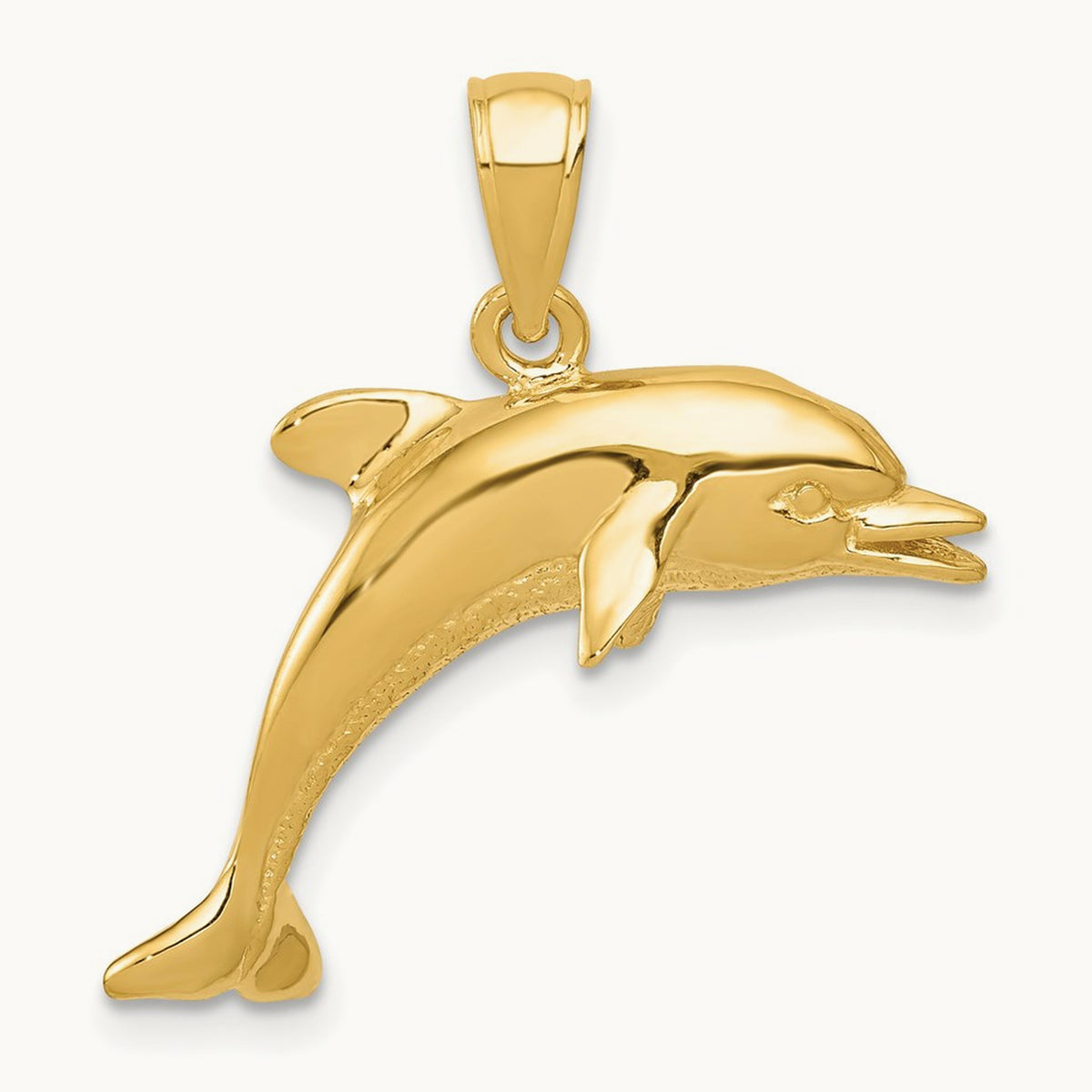Jumping Dolphin Pendant — 14K Yellow Gold, 25mm