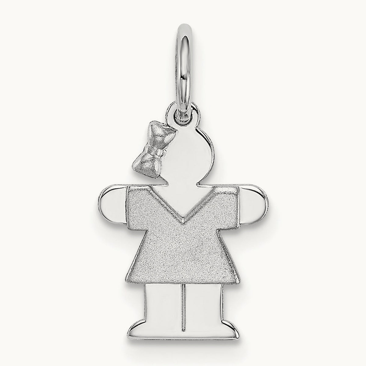 Mini Girl Hugs Charm — 14K White Gold