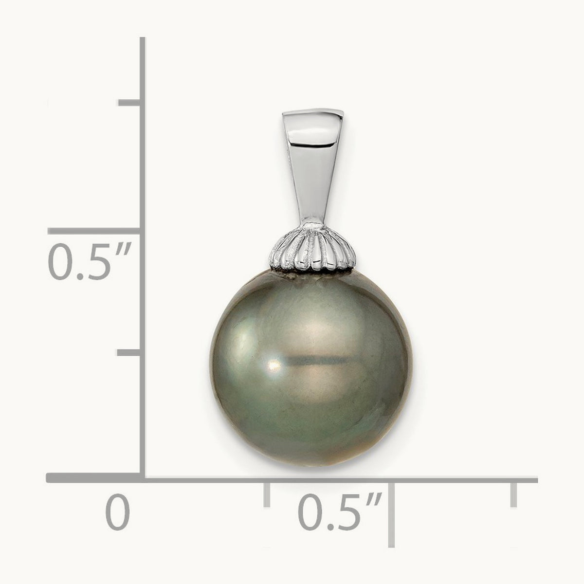 WG 10- Black Round Saltwater Cultured Tahitian Pearl Pendant, 11mm, 14K