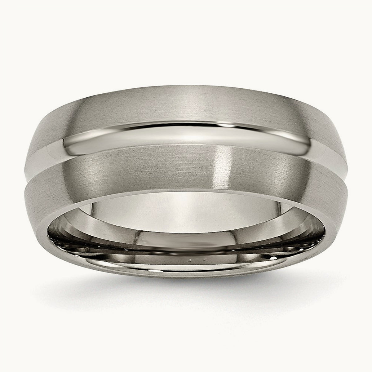 Brushed and Polished Grooved Band, 8mm, Titanium