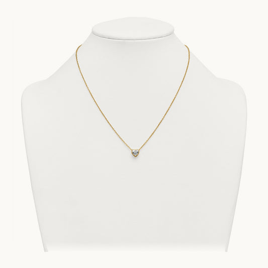 Heart Bezel Necklace, 1.00-4.00 ct tw Lab-Grown Diamond — 1 ct, 14K Yellow Gold