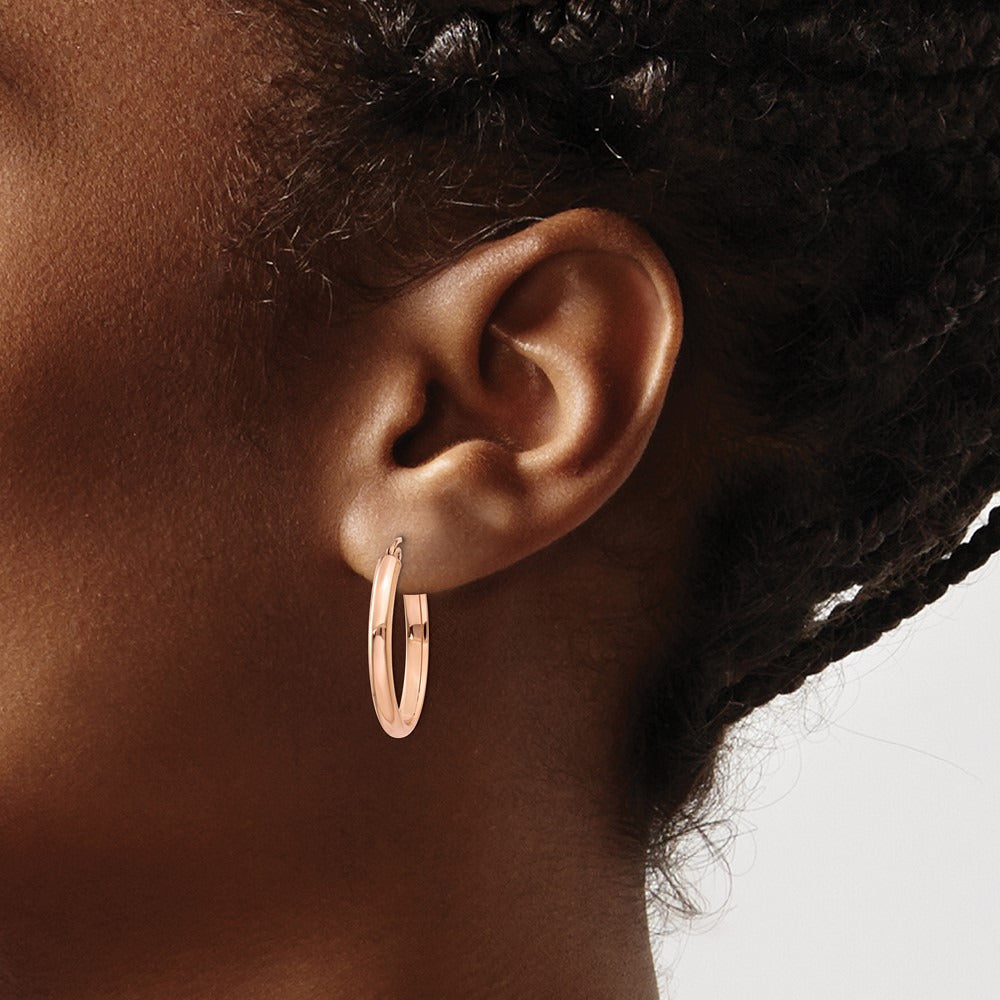 Polished Half-Round Oval Hoop Earrings — 16.5mm