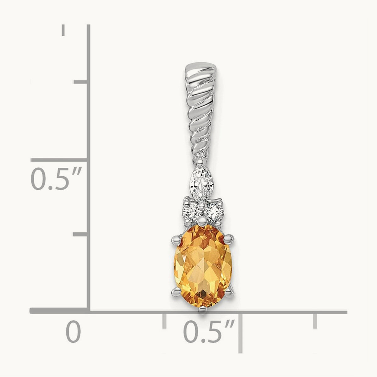 Polished Diamond and Citrine Twisted Chain Slide — 14K White Gold