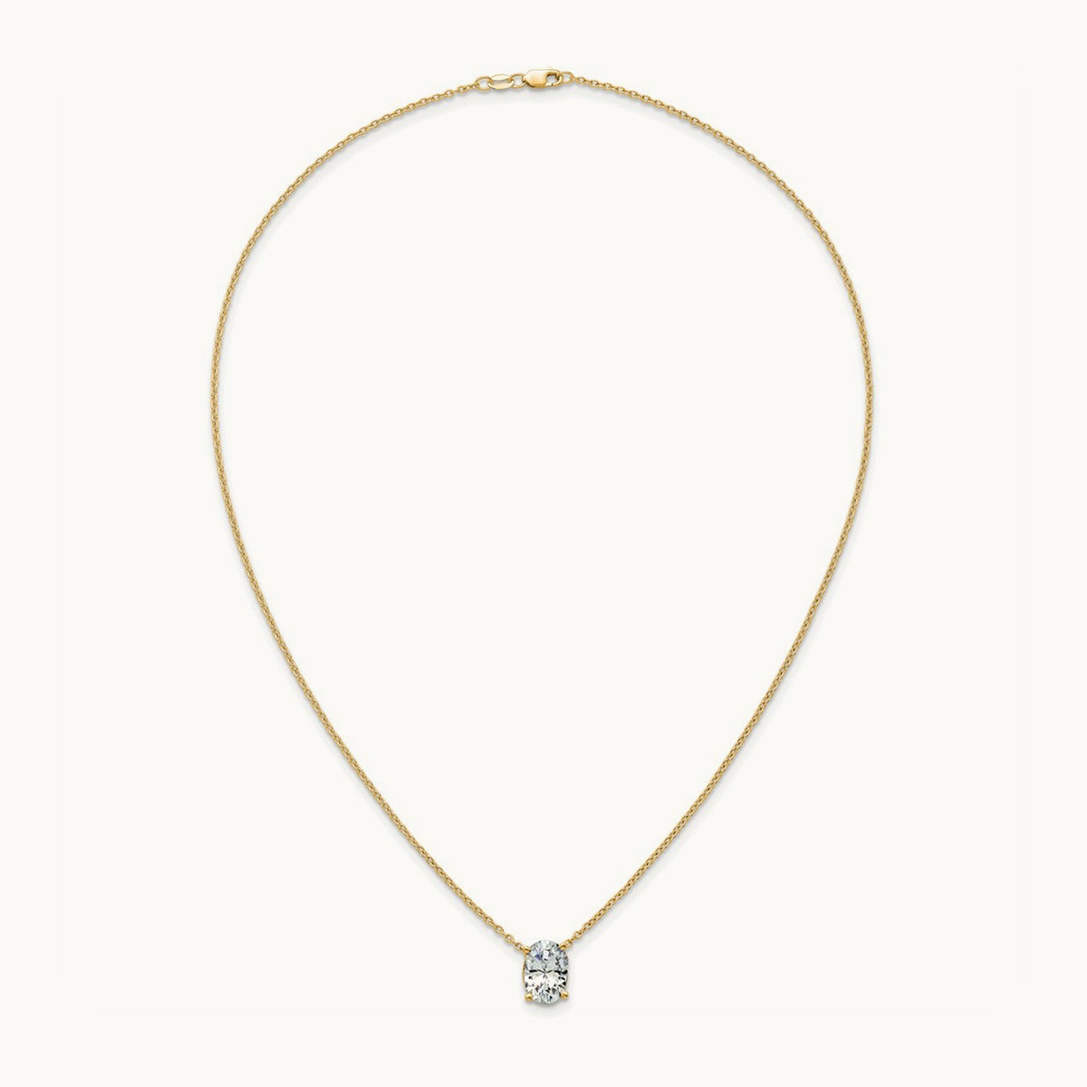 Oval Pendant Necklace, 0.25-4.00 ct tw Lab-Grown Diamond — 3 1/2 ct, 14K Yellow Gold