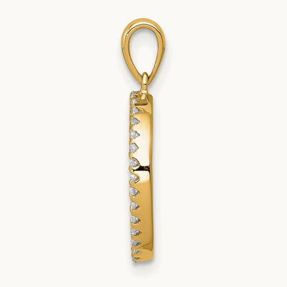 Diamond Letter O Initial Pendant, 14K