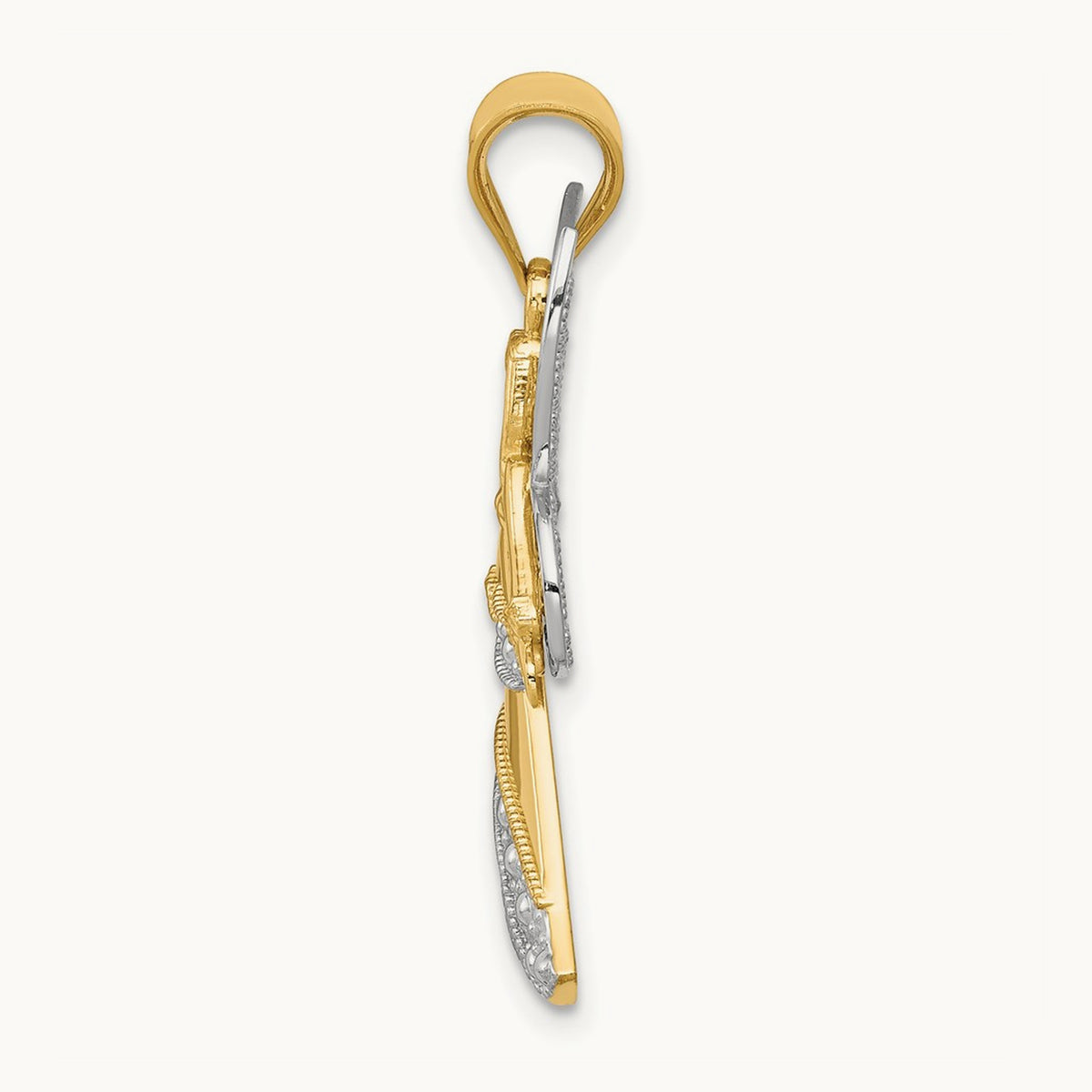 14KTwo-tone W/Rhodium Angel Pendant